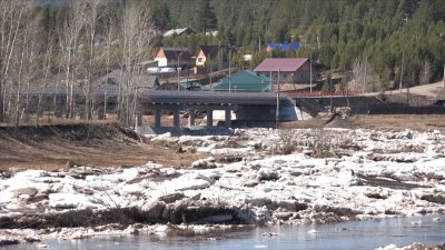Льдину с несколькими тоннами шлака прибило к берегу в Усть-Куте